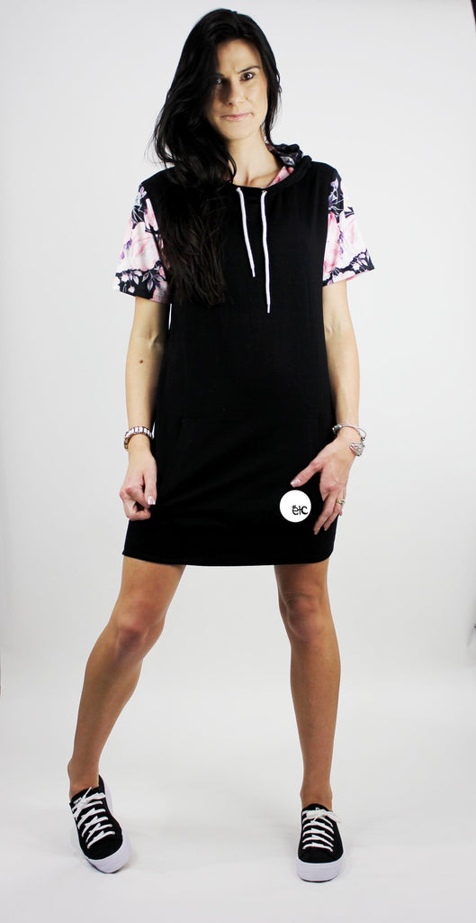 Spring Pink 17' Peonies Hooded Dress