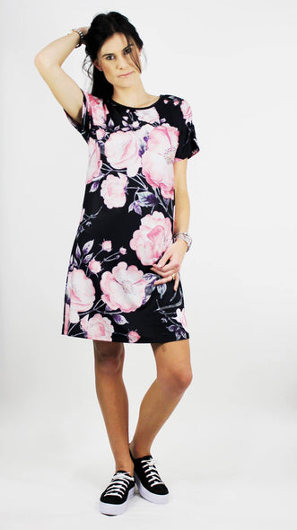 Spring Pink 17' Peonies Tear Drop Dress