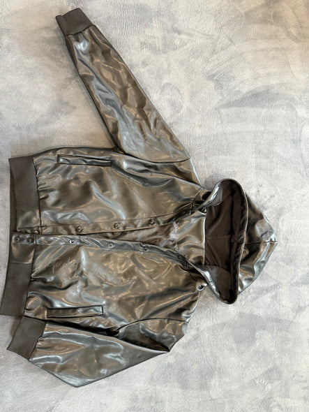 Size 10/12 Faux Leather Snap Button Jacket