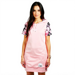 Spring Pink 17' Peonies Hooded Dress