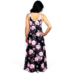 Spring Pink 17' Peonies Maxi Dress