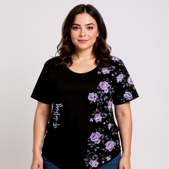 ETC spring fleurs violettes tee