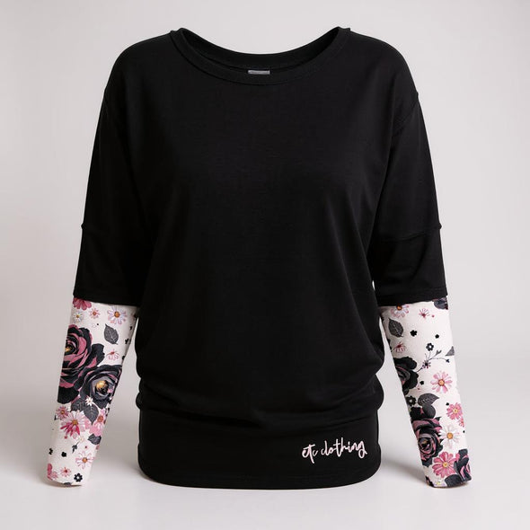 FLORAL POWER HOURS BATWING TEE