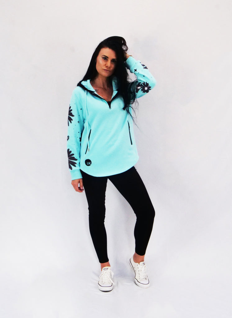 Winter Daisy Blues Hoodie - Baby Blue