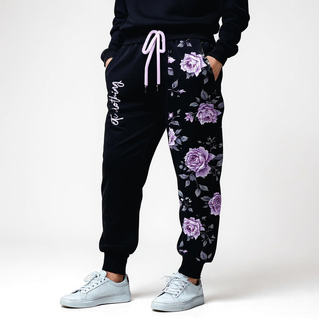 Track Pants Floral Sweatpants ETC Spring Fleurs Violettes Track