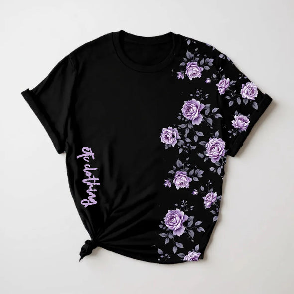 ETC spring fleurs violettes tee
