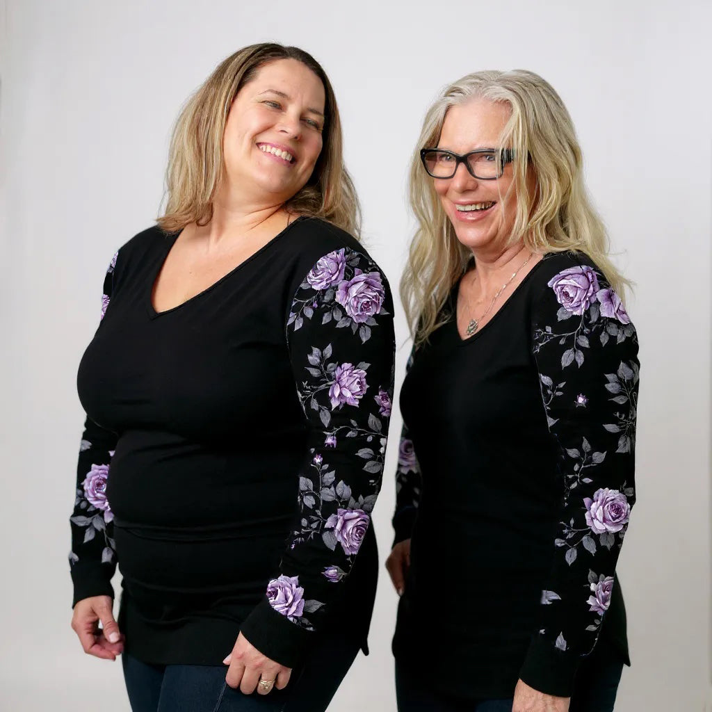 ETC spring fleurs violettes chiffon tee