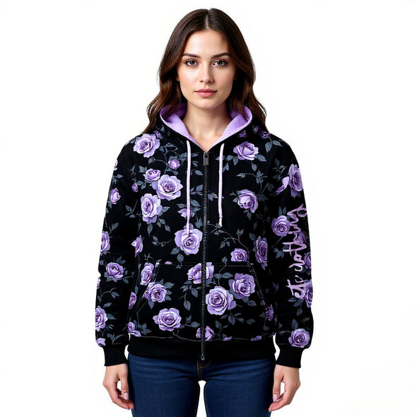 ETC spring fleurs violettes bomber jacket