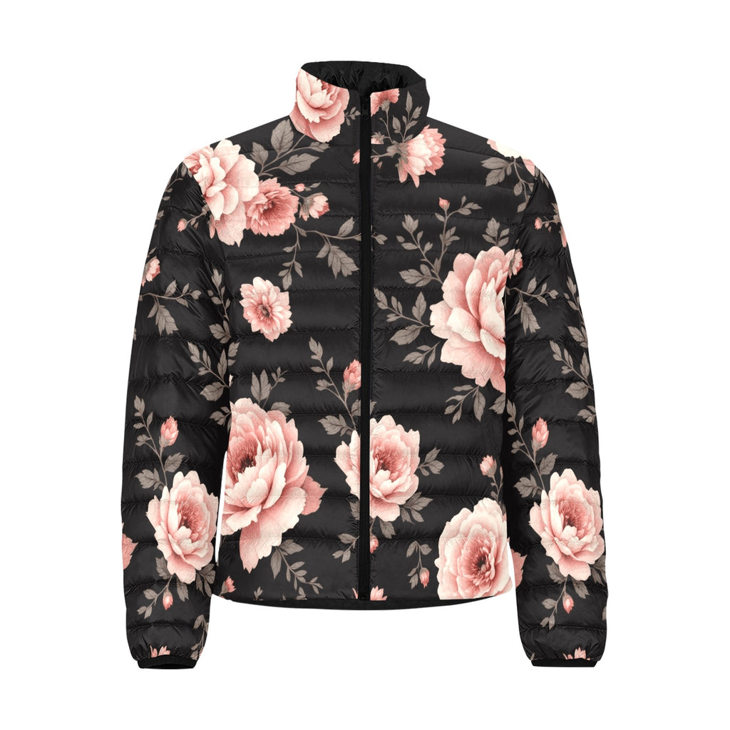 Vintage Floral Bomber Puffer Jacket