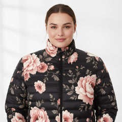 Vintage Floral Bomber Puffer Jacket