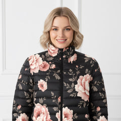 Vintage Floral Bomber Puffer Jacket