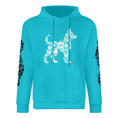 ETC Dog Floral Blue Cotton Hoodie