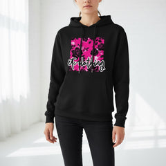 ETC Hot Pink Floral Noir Cotton Hoodie