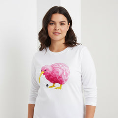 ETC Pink Kiwi L/S Cotton White Tee