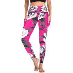 ETC Hot Pink Monochrome Floral Leggings