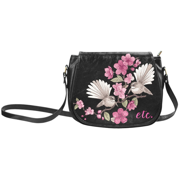 ETC Floral fantail PU Leather Saddle Bag
