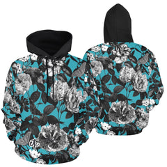 ETC Blue Floral Butterflies Hoodie