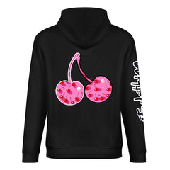 ETC Pink Cherries Black Cotton Hoodie