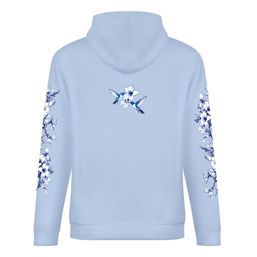 ETC Baby Blue Hummingbird Silhouette Cotton Hoodie