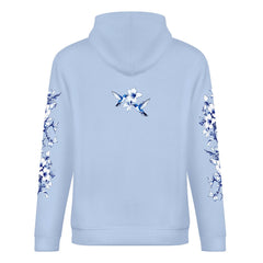 ETC Baby Blue Hummingbird Silhouette Cotton Hoodie