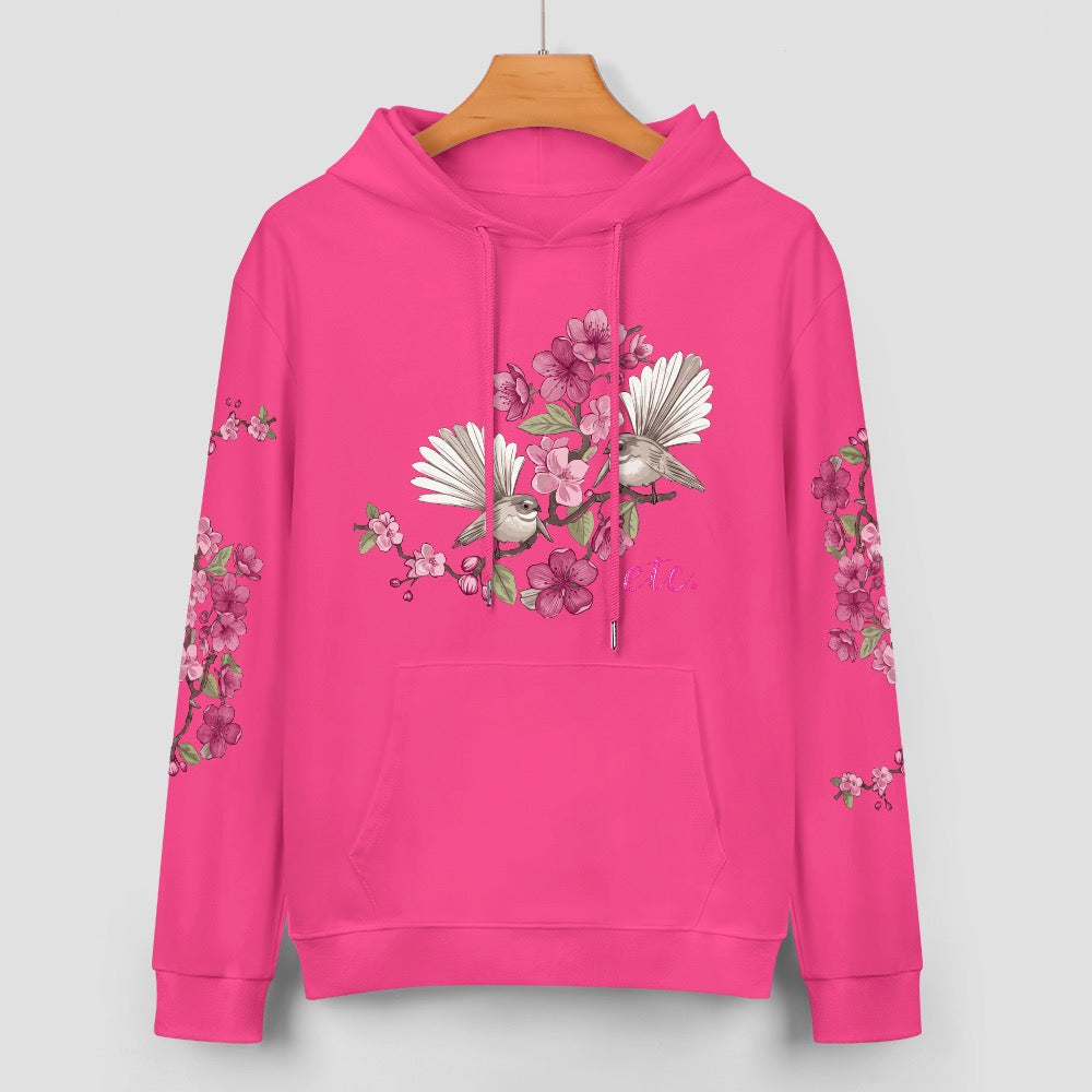 ETC Floral Fantail Hot Pink Cotton Hoodie