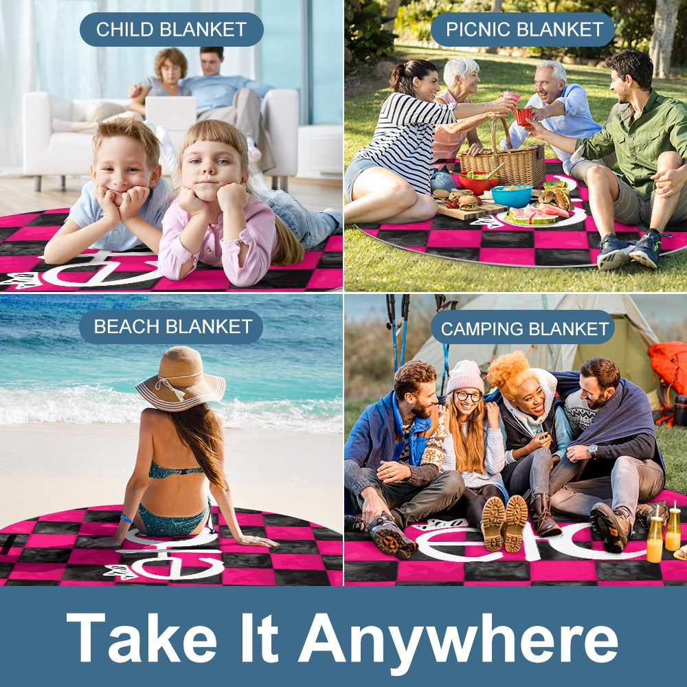 ETC Checkered Round Picnic Mat