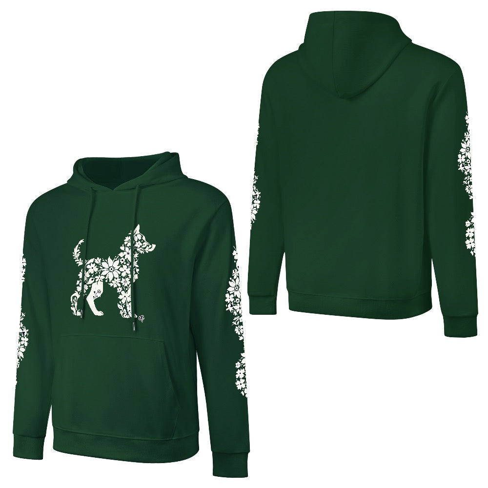 ETC Floral Dog Forest Green Cotton Hoodie