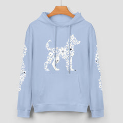 ETC Floral Dog Baby Blue Cotton Hoodie
