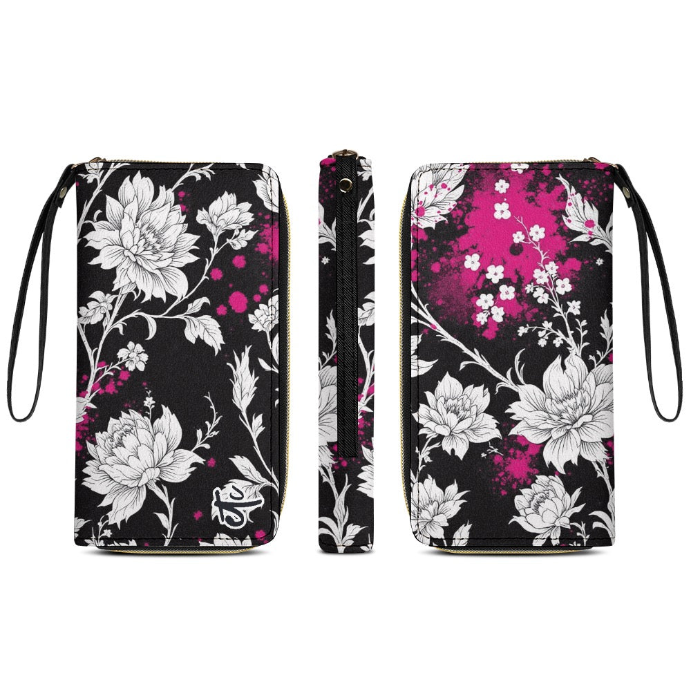 ETC Hot Pink Painted Floral PU Leather Wallet