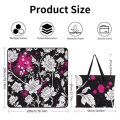 ETC Monochrome Floral Picnic Mat