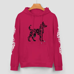 ETC Floral Dog Deep Pink Cotton Hoodie