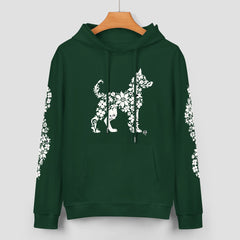 ETC Floral Dog Forest Green Cotton Hoodie