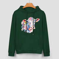 ETC Green Floral Cow Cotton Hoodie