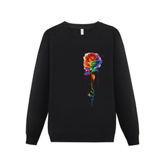 ETC Rainbow Dripping Rose Cotton Fleece Crew