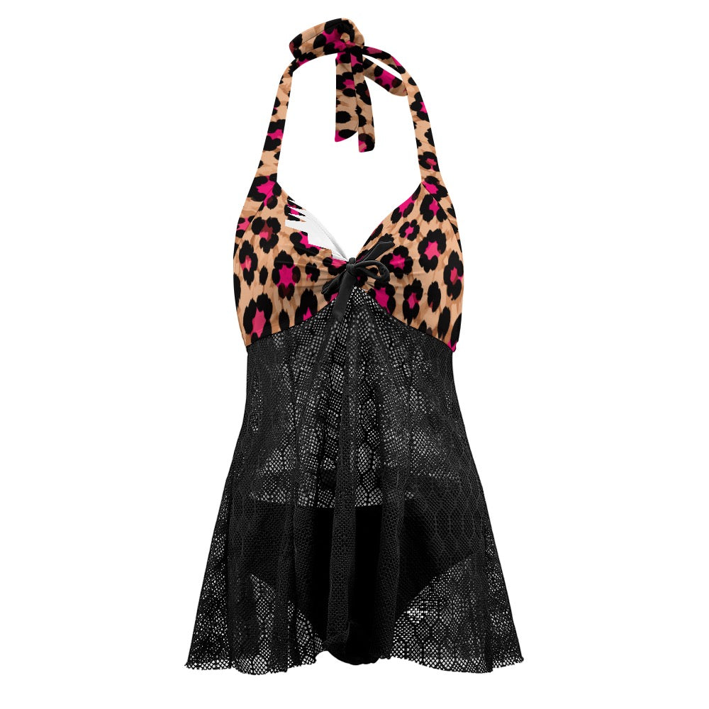 ETC Mesh Cover Leopard Swim Suit