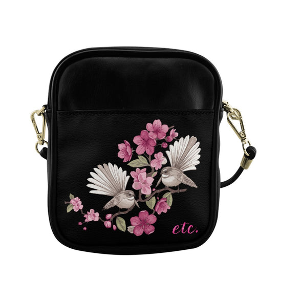 ETC Black Floral Fantail Sling Bag