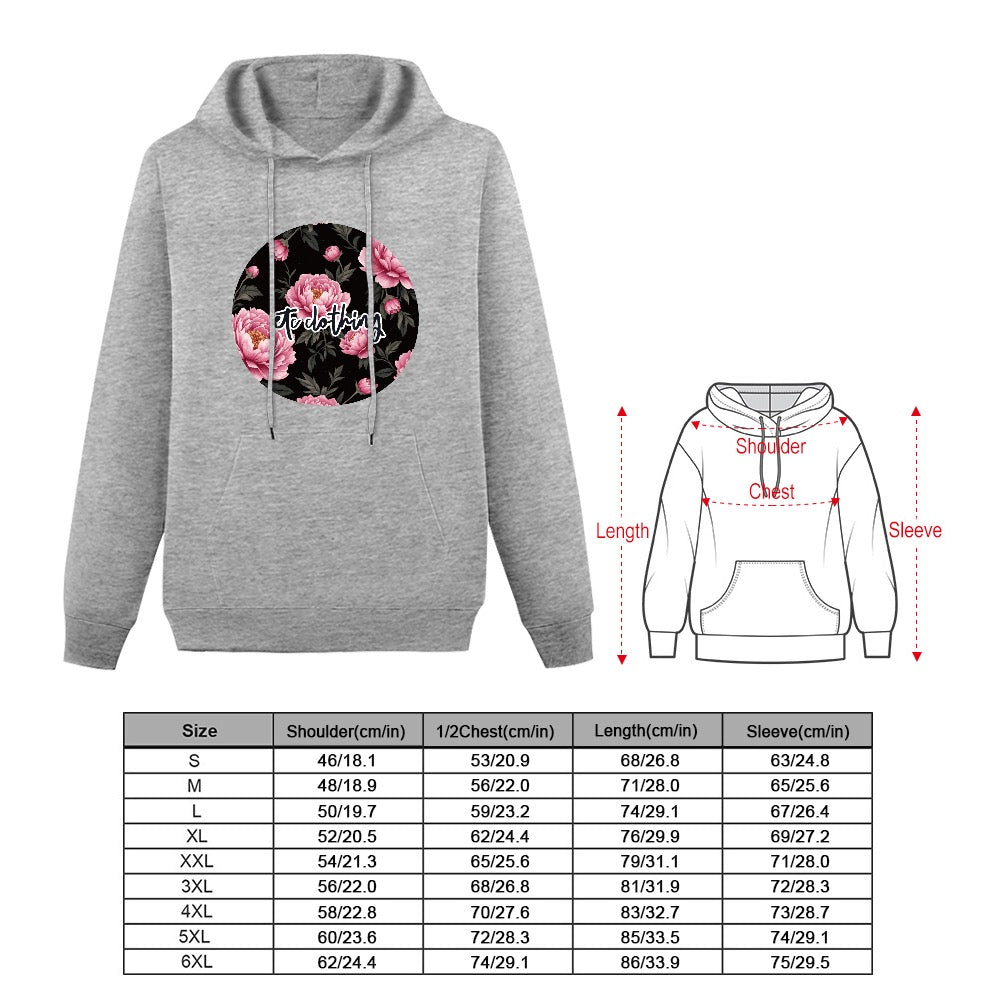 ETC Cotton Peonie Floral Fleece Grey Hoodie
