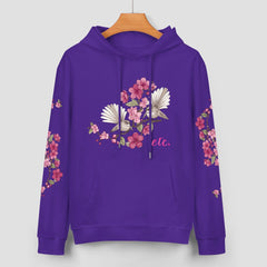 ETC Floral Fantail Purple Cotton hoodie