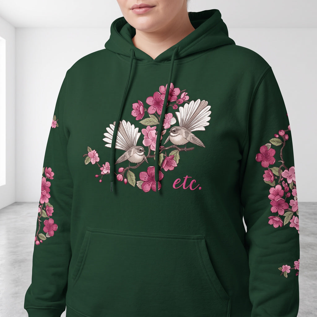 ETC Floral Fantail Cotton Forest Green Hoodie