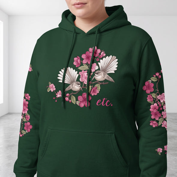 ETC Floral Fantail Cotton Forest Green Hoodie