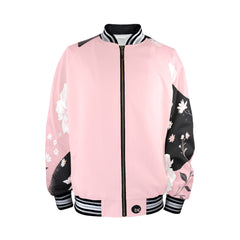 ETC Pink Painted Floral Bomber Jacket