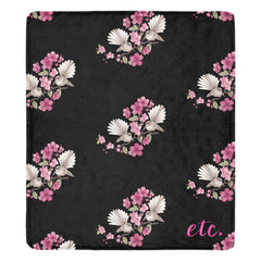 ETC Black Plush Floral Fantail Blanket