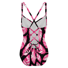 ETC Limited Edition Pink Feathers One piece Swimsuit