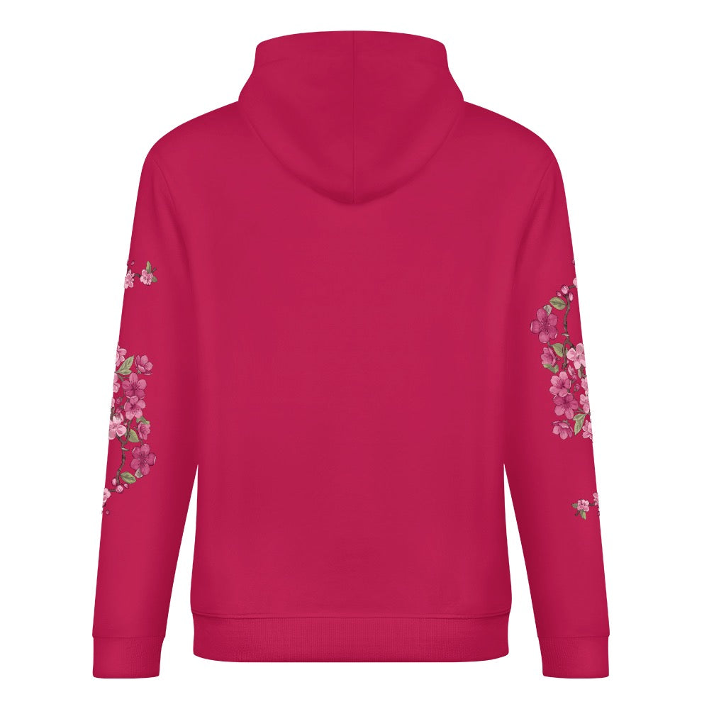 ETC Floral Fantail Deep Pink Cotton Hoodie