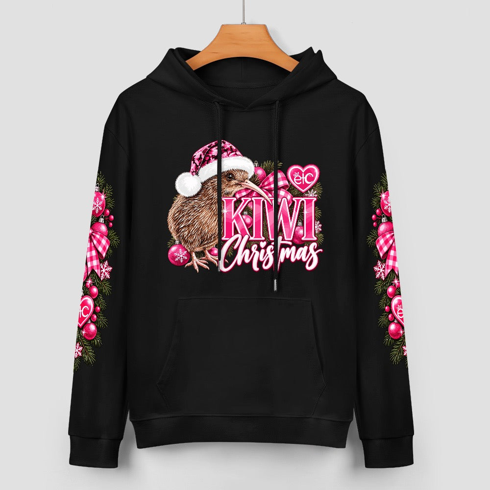 ETC Kiwi Christmas Black Cotton Hoodie