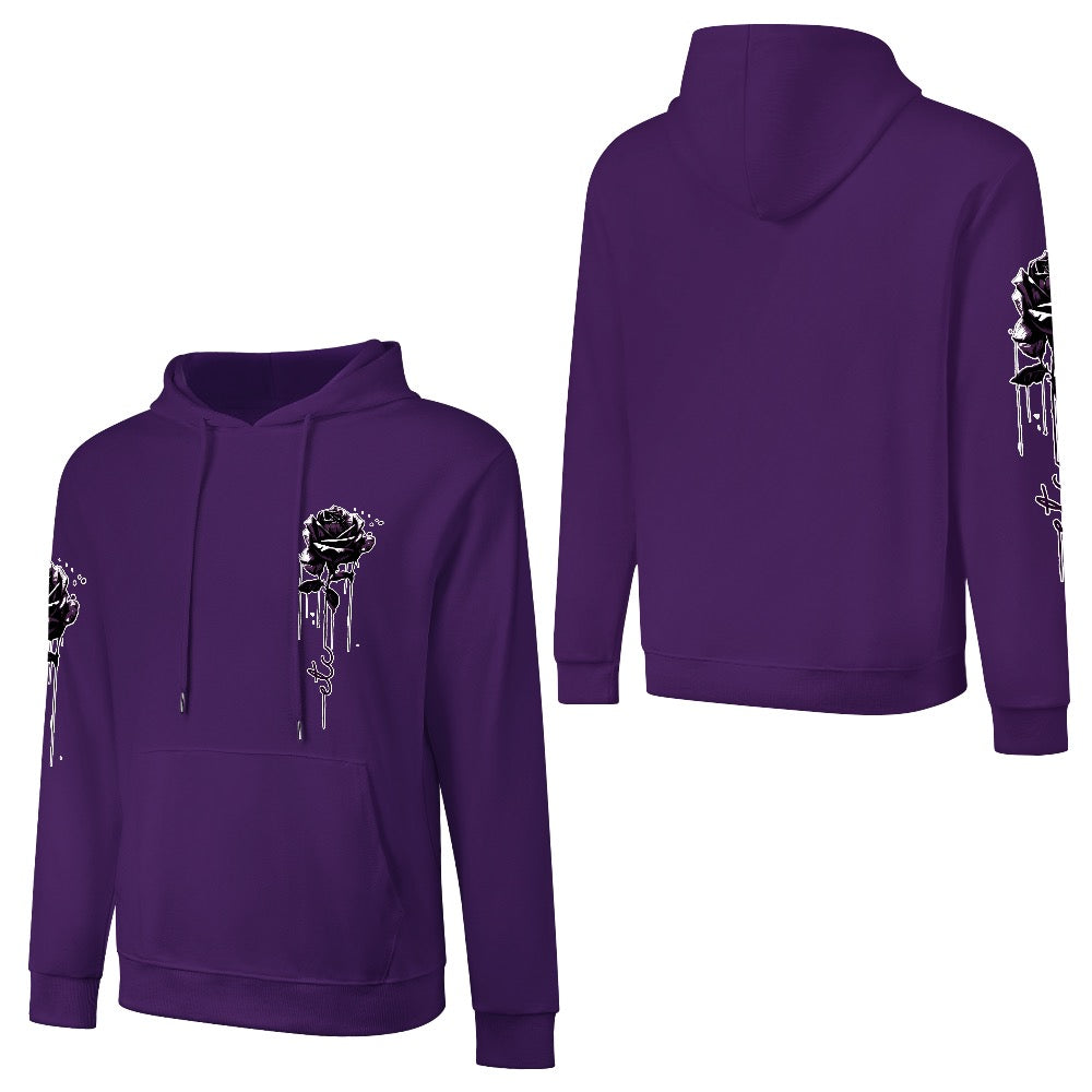 ETC Purple Dripping Rose Cotton Hoodie