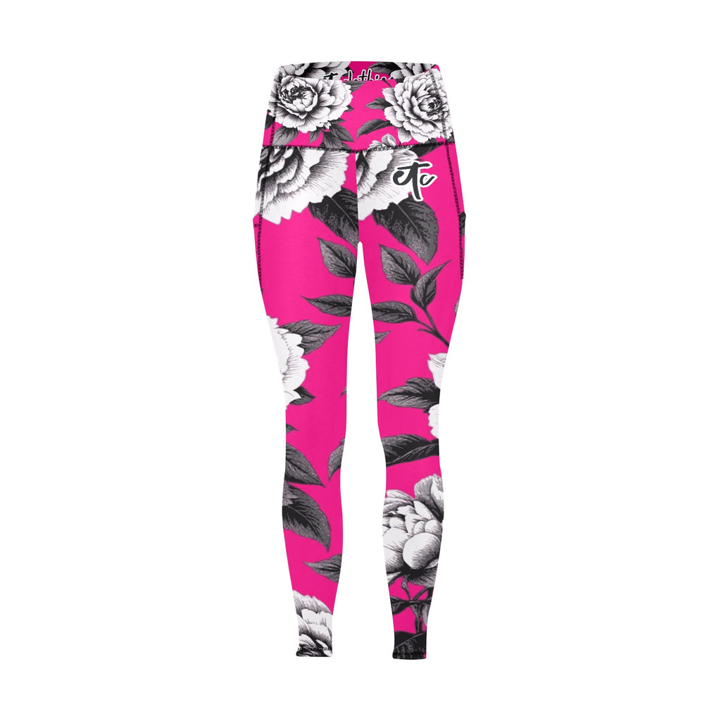 ETC Hot Pink Monochrome Floral Leggings