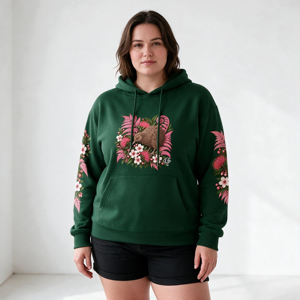 ETC Pink Fern Kiwi Limited Edition Forest Green Hoodie