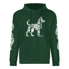 ETC Floral Dog Forest Green Cotton Hoodie