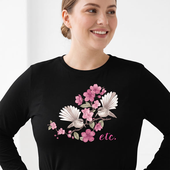 ETC Floral Fantail Black Cotton Long Sleeve